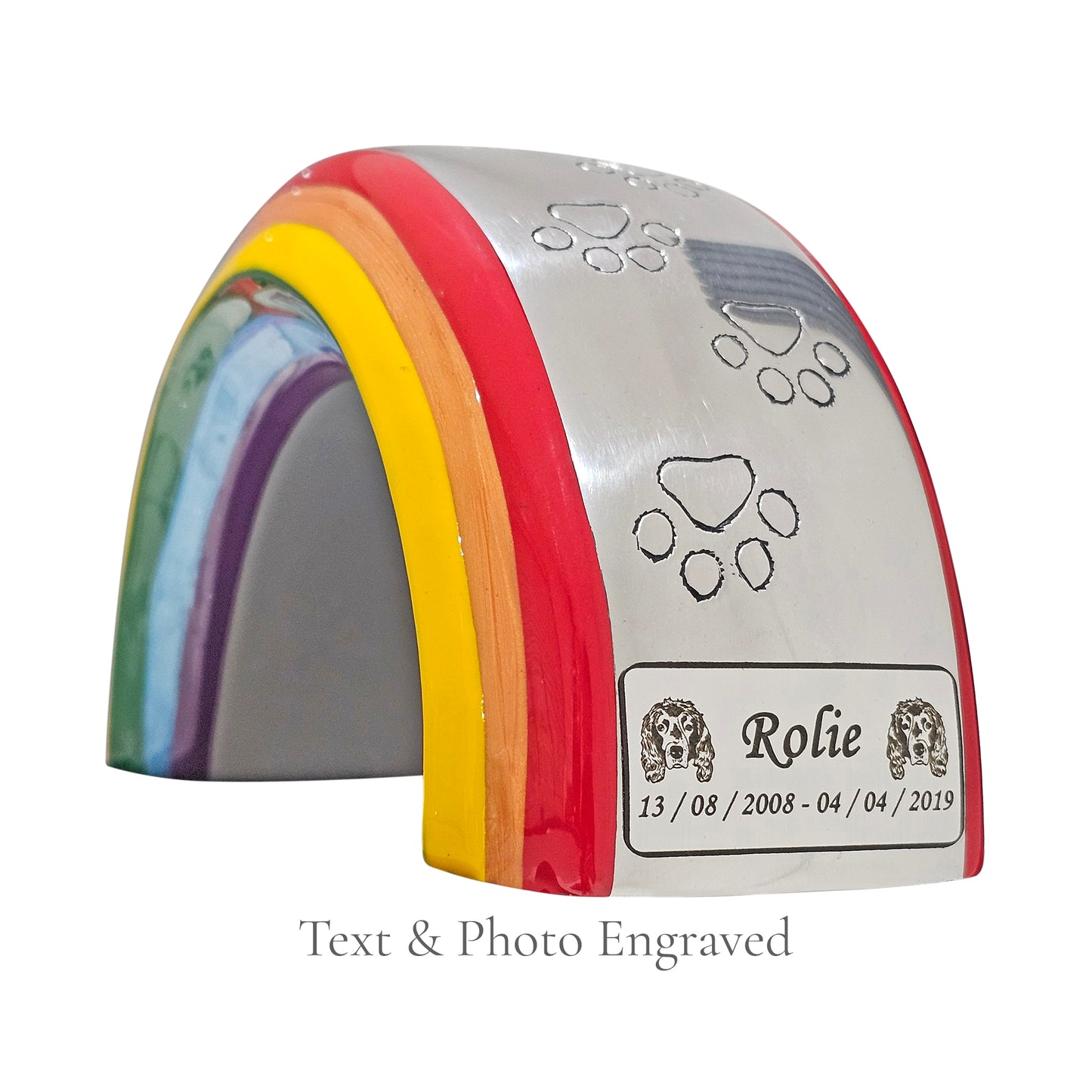 Urne pour animal de compagnie Rainbow Bridge de taille moyenne personnalisée - Boîte et sac en velours GRATUITS