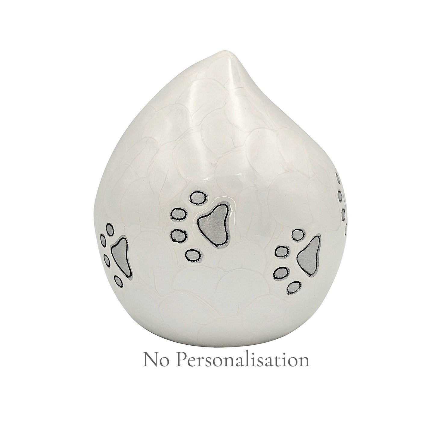White Teardrop Pet Urn – Personalised - For Pets upto 20kg/44lbs