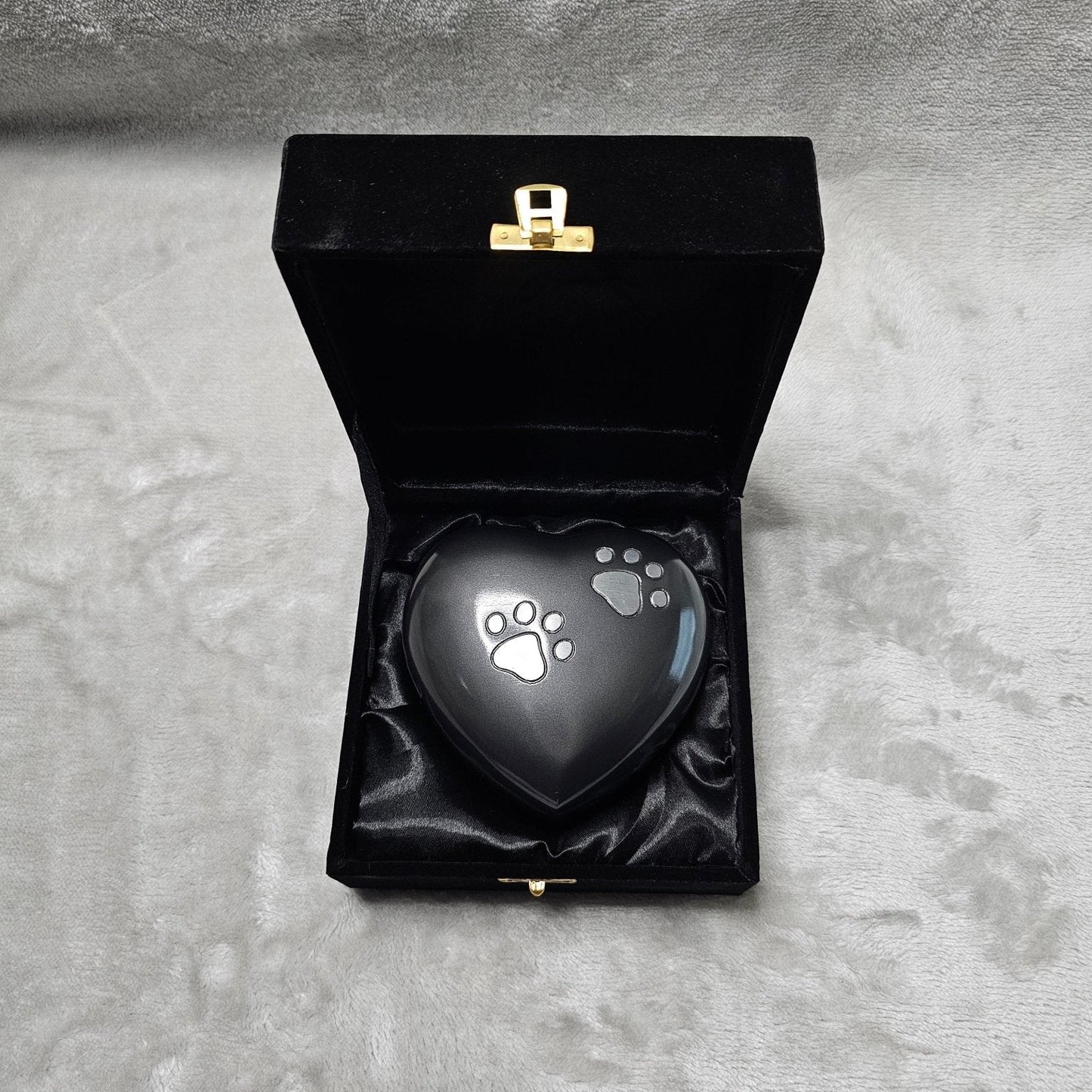 Personalised Grey Heart FREE stand Pet Urn - Living Forever Memories - For then, For now, Forever.