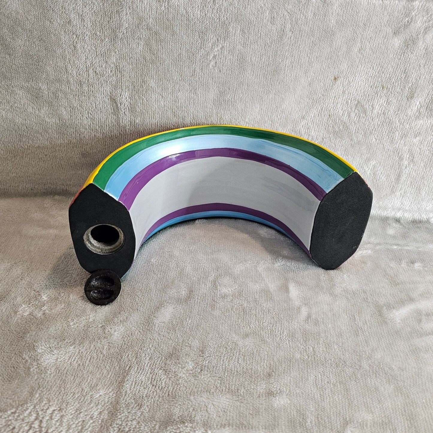 Personalised Large Rainbow Bridge Cremation Urn - Rounded Rectangle Plaque - Living Forever Memories - For then, For now, Forever.