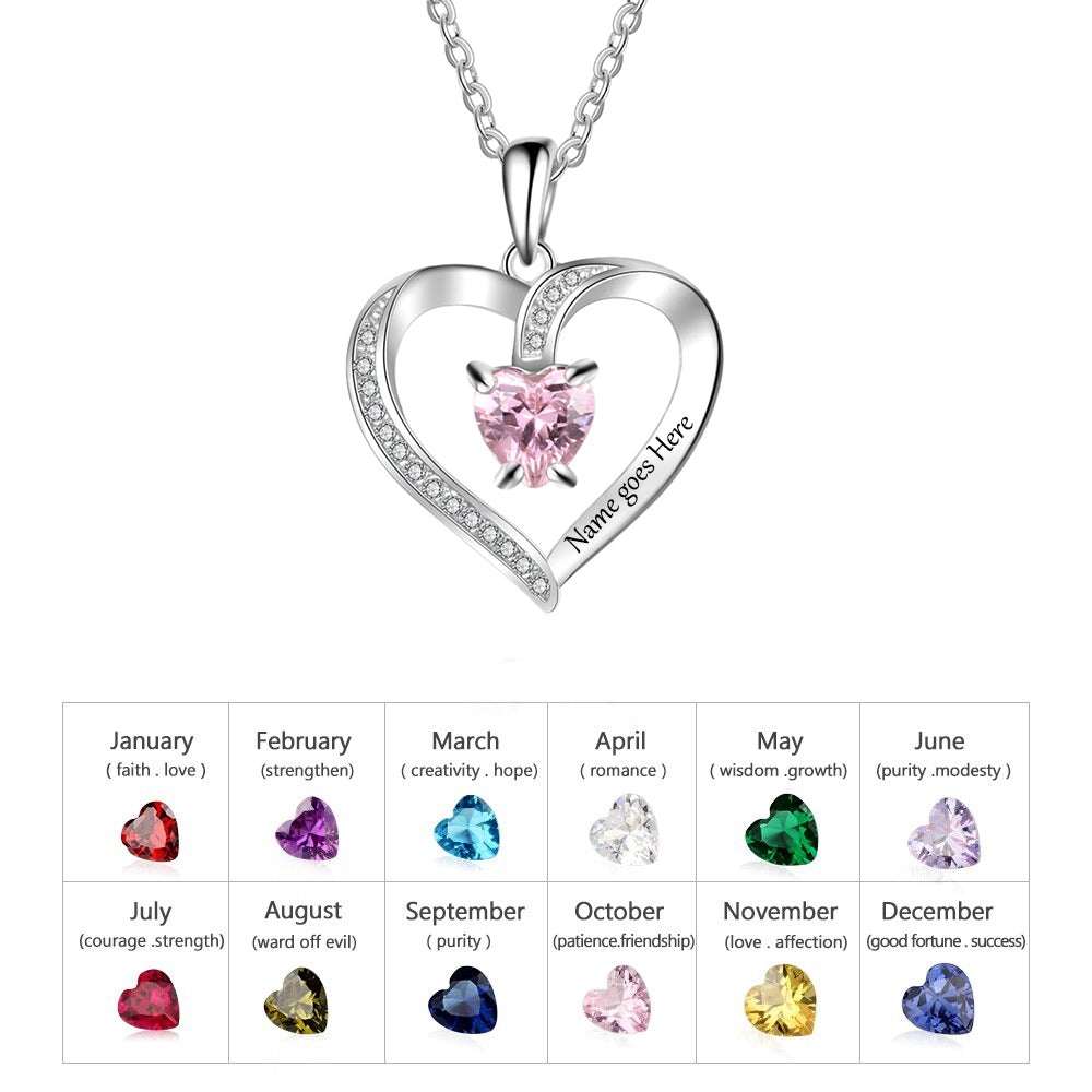 Birthstone Loving Heart Necklace - LFmemories - For Then, For Now, Forever.