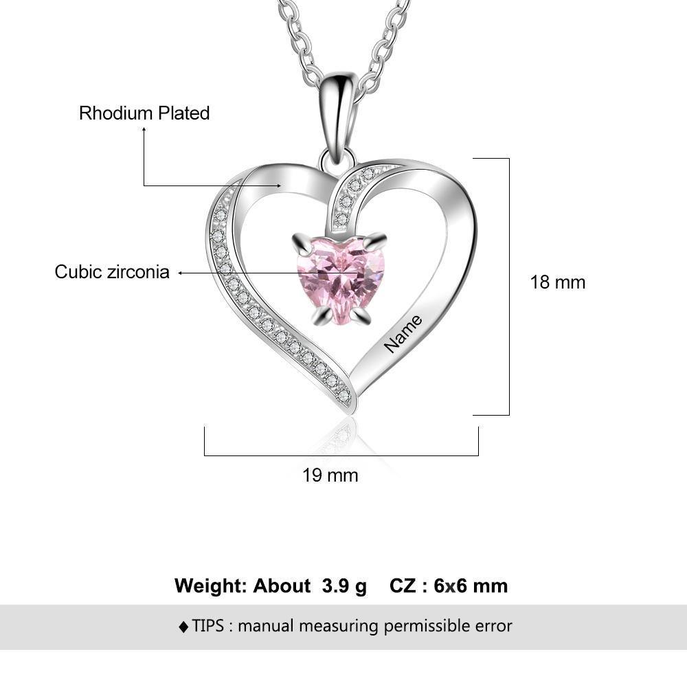Sterling Silver Birthstone Loving Heart Necklace - LFmemories - For Then, For Now, Forever.