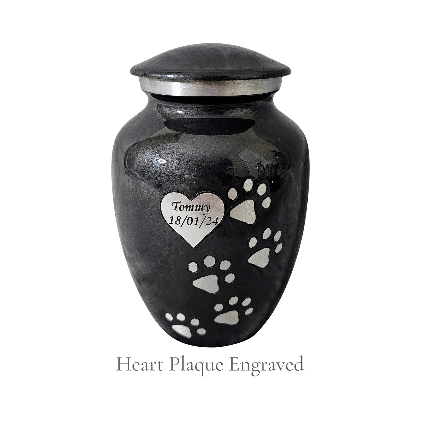 Grey Running Paw Pet Urn – Personalised - For Pets upto 30kg/66lbs