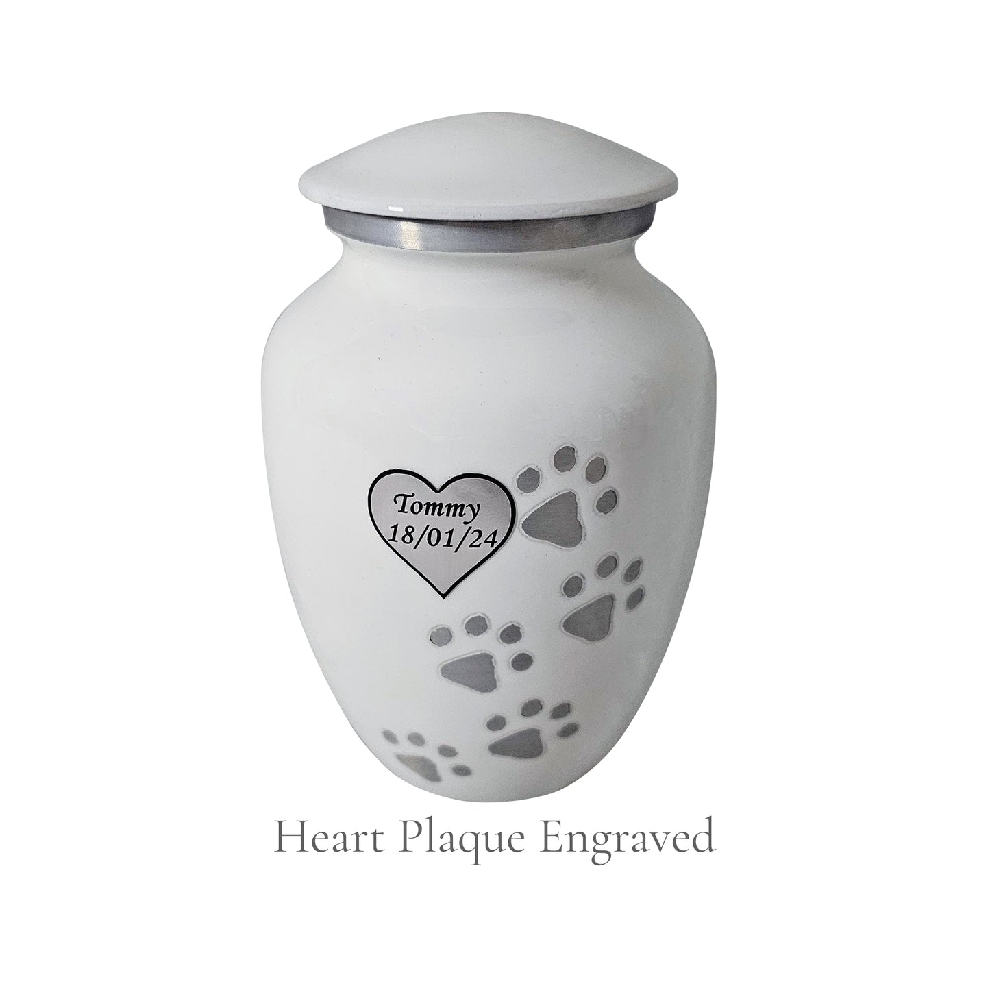 White Running Paw Pet Urn – Personalised - For Pets upto 30kg/66lbs