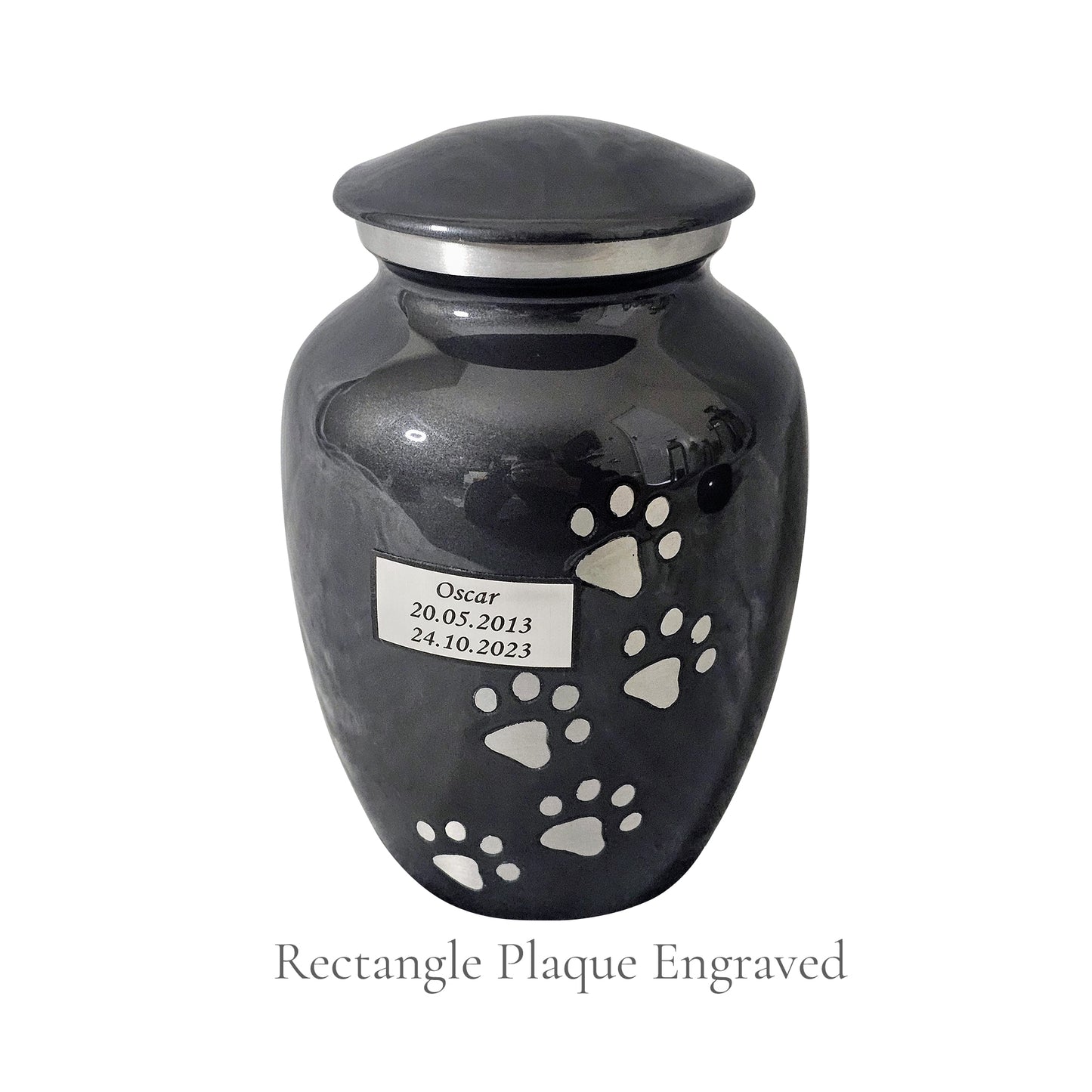 Grey Running Paw Pet Urn – Personalised - For Pets upto 30kg/66lbs