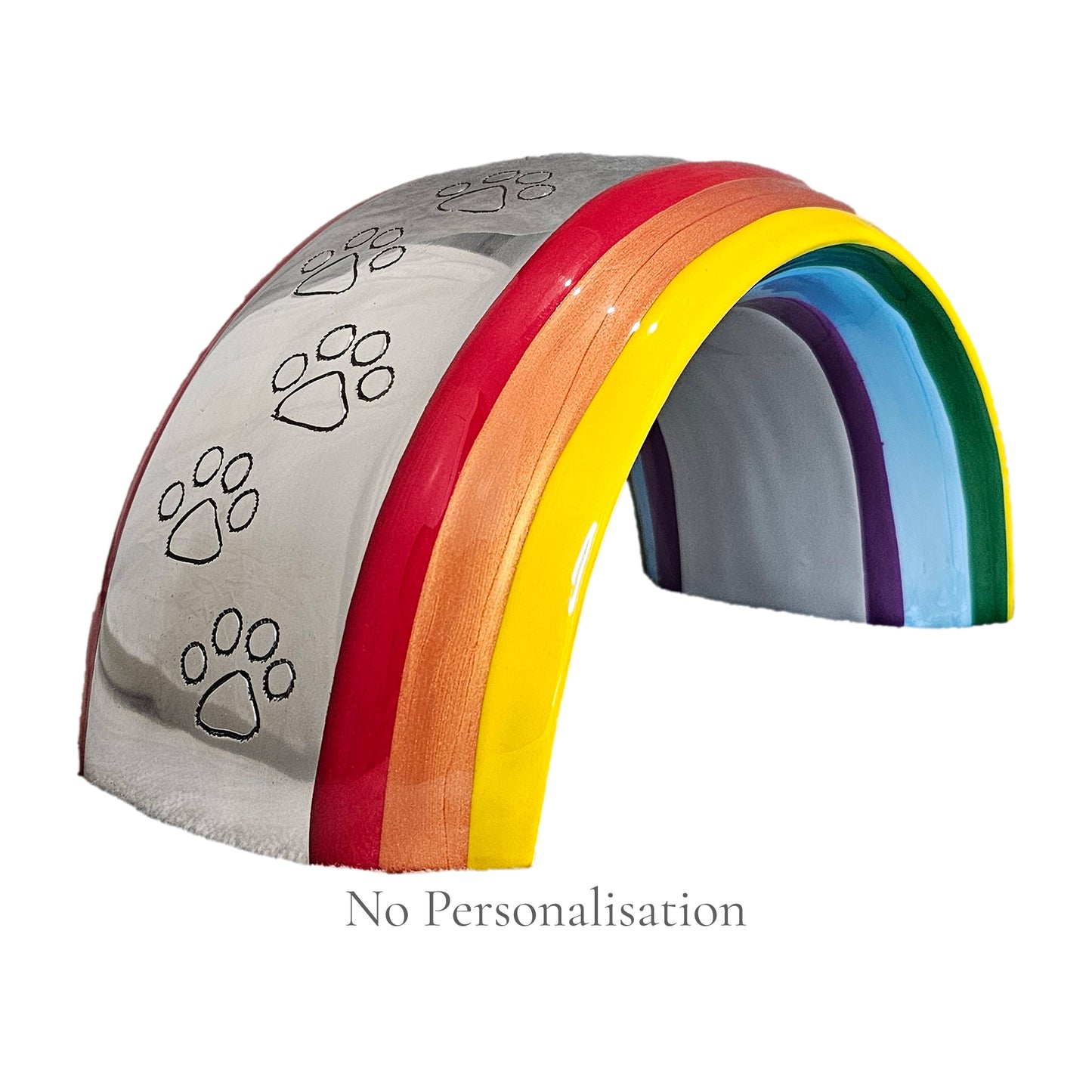 Personalisierte große Urne mit Regenbogenbrücke – abgerundete rechteckige Plakette