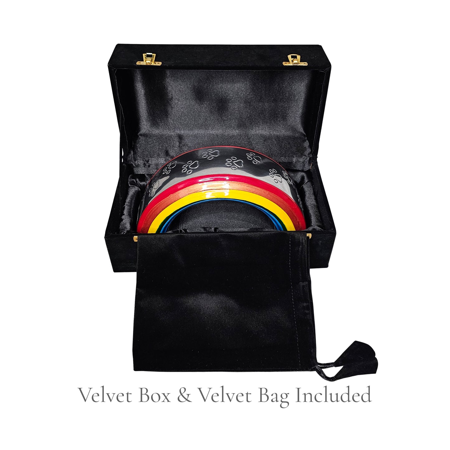 Personalisierte Andenken-Urne für Haustiere mit Regenbogenbrücke – KOSTENLOSE Samtbox ​​und Samtbeutel