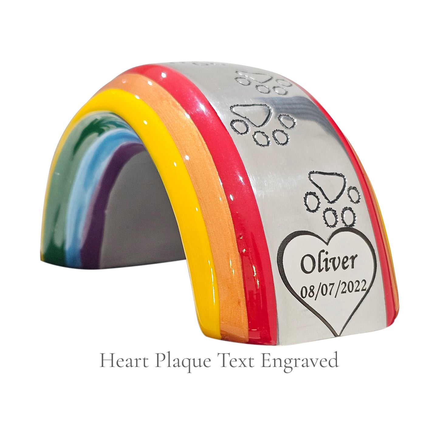 Personalisierte Andenken-Urne für Haustiere mit Regenbogenbrücke – KOSTENLOSE Samtbox ​​und Samtbeutel