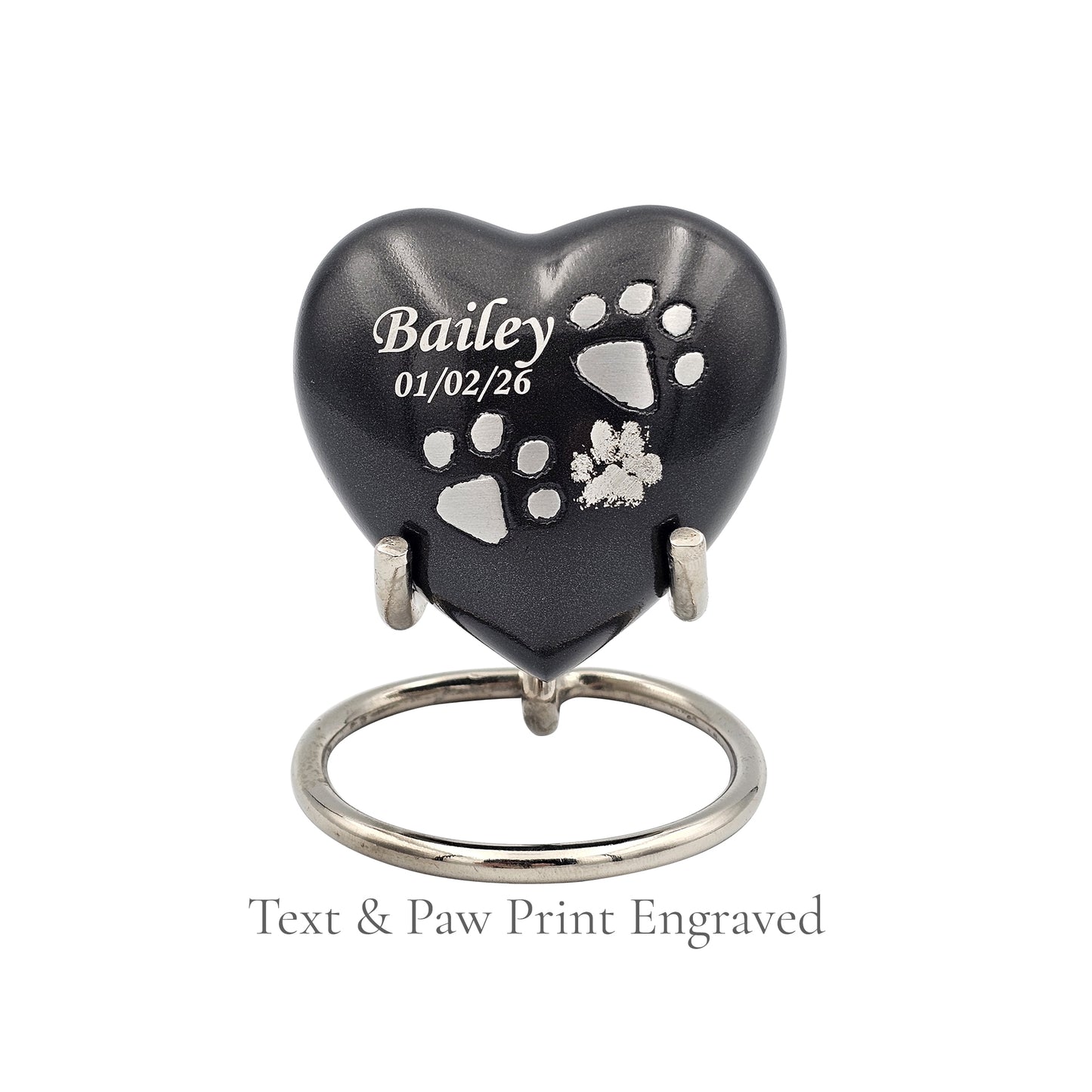 Small Grey Heart Pet Urn – Personalised - For Pets upto 2.1k0g/4.63lbs (Copy) - LFmemories - For Then, For Now, Forever.