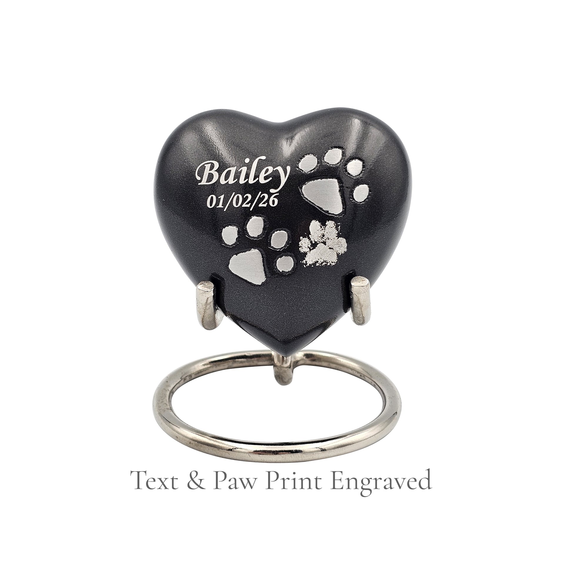 Small Grey Heart Pet Urn – Personalised - For Pets upto 2.1k0g/4.63lbs (Copy) - LFmemories - For Then, For Now, Forever.