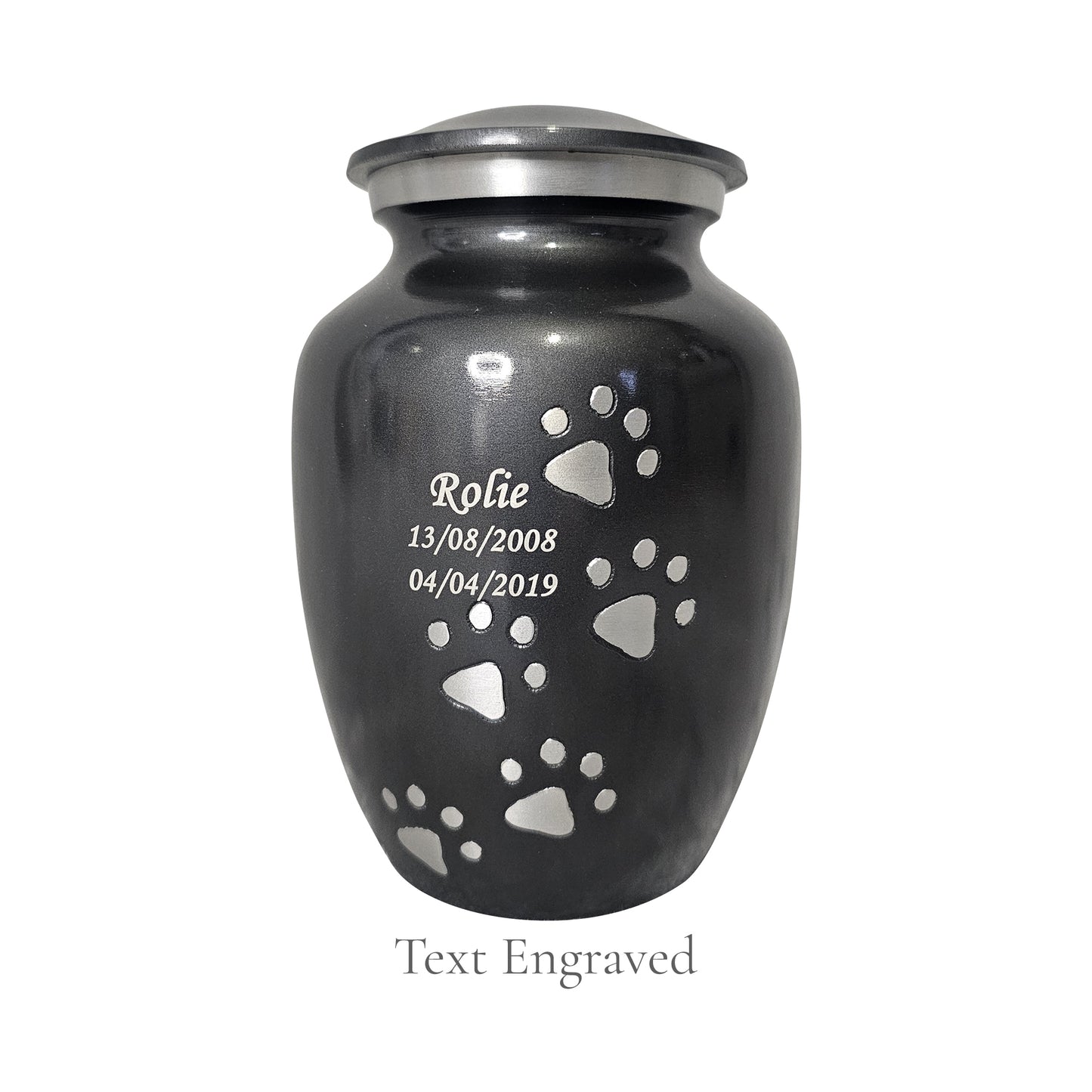 Grey Running Paw Pet Urn – Personalised - For Pets upto 30kg/66lbs