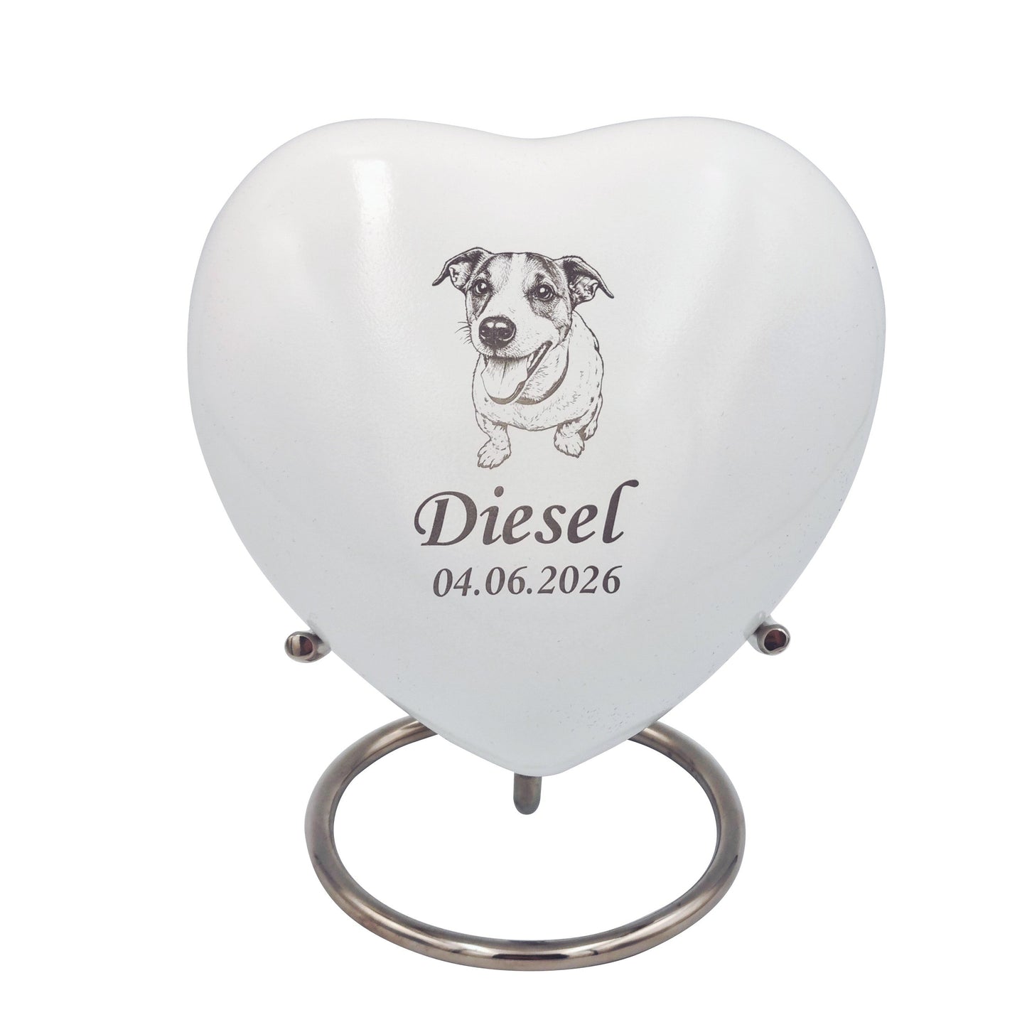 Medium White Heart Pet Urn – Bespoke Design - For Pets upto 15kg/33lbs - LFmemories - For Then, For Now, Forever.