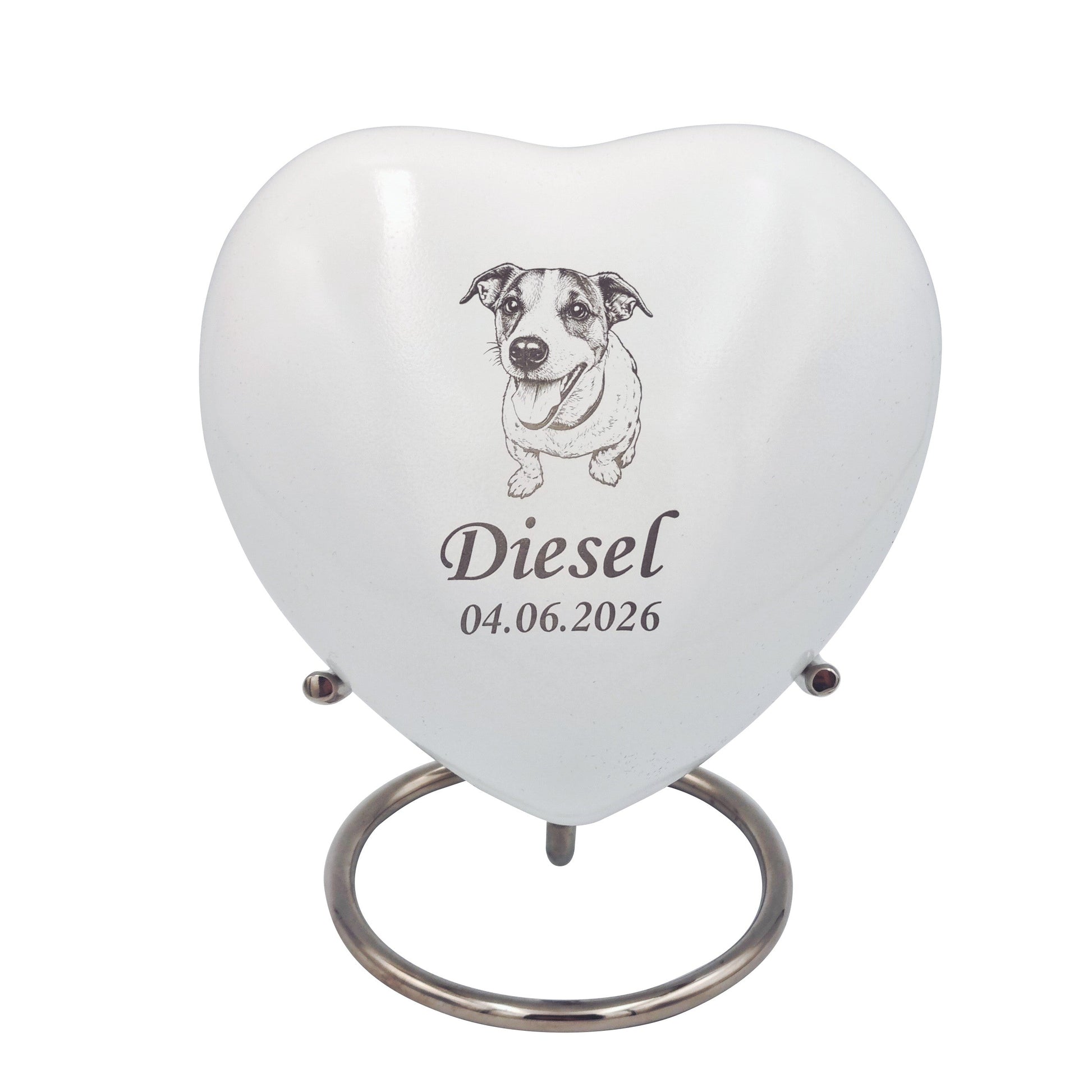 Medium White Heart Pet Urn – Bespoke Design - For Pets upto 15kg/33lbs - LFmemories - For Then, For Now, Forever.