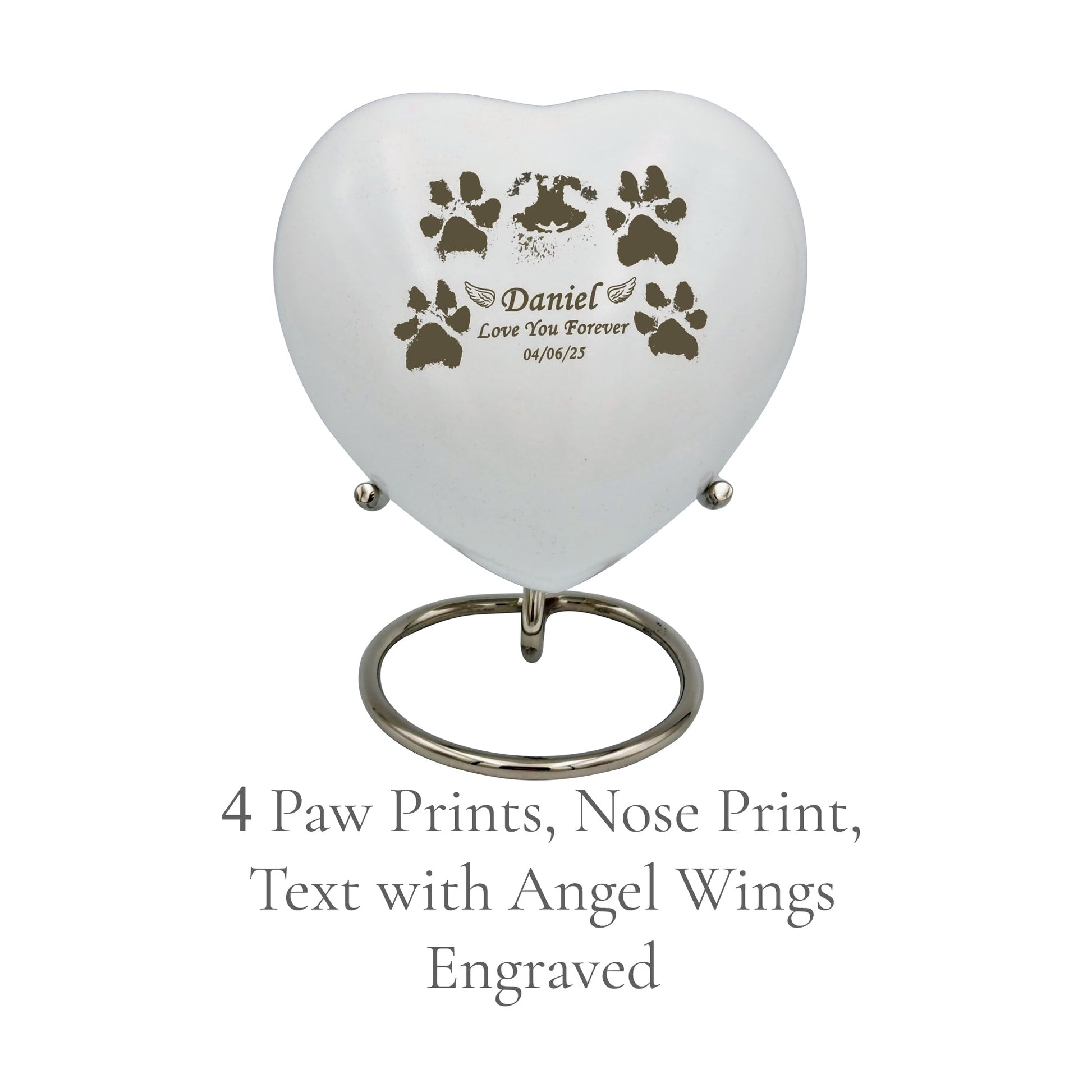 Nose print with paws and angel winged text
