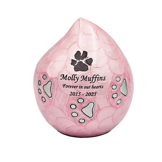 Pink Tdrop with Paw print engraved