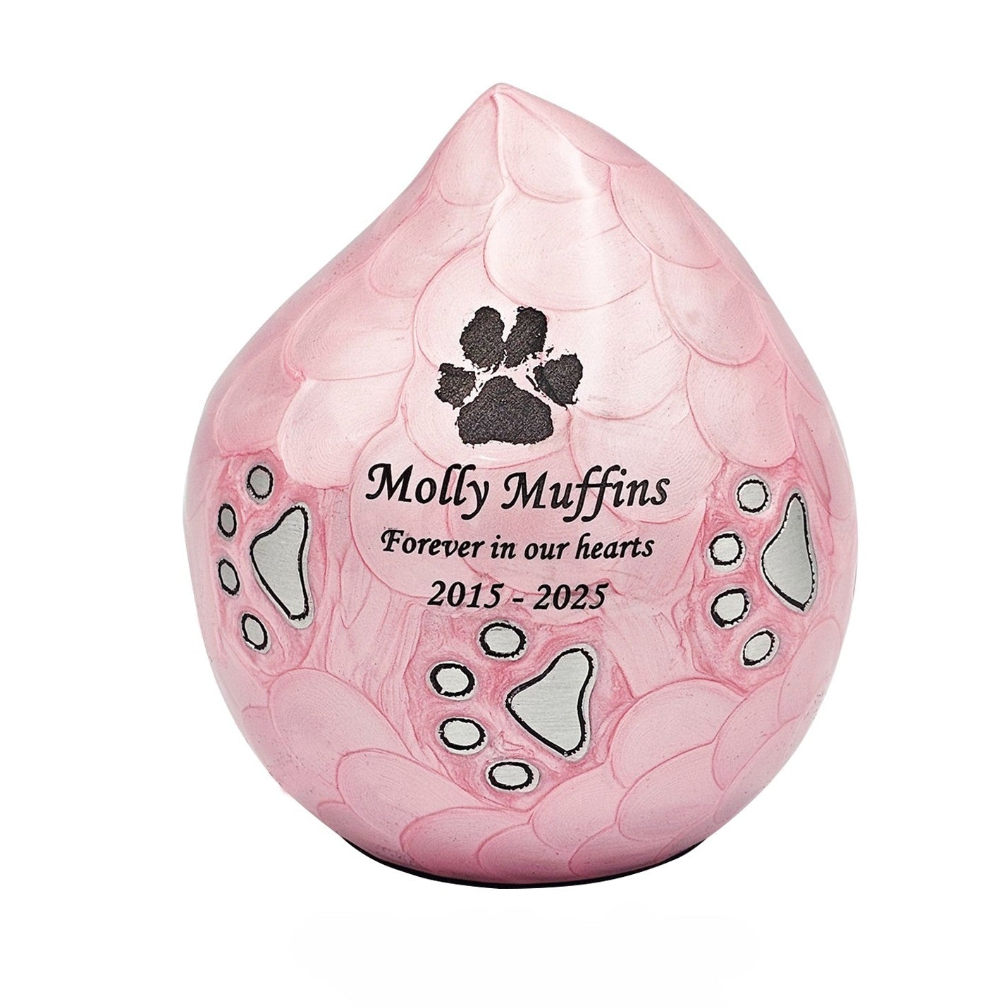 Pink Teardrop Pet Urn – Personalised - For Pets upto 20kg/44lbs - LFmemories - For Then, For Now, Forever.