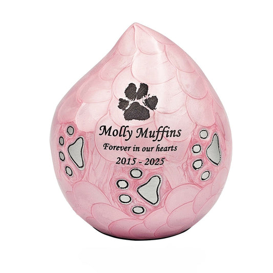 Pink Teardrop Pet Urn – Personalised - For Pets upto 20kg/44lbs