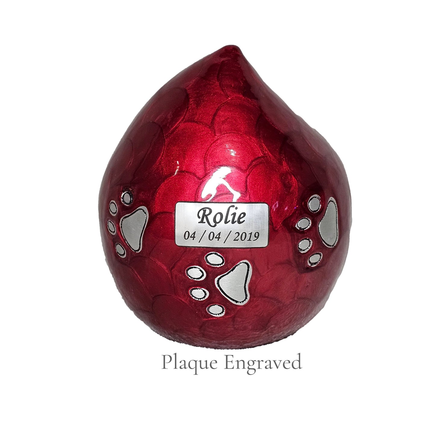Deep Red Teardrop Pet Urn – Personalised - For Pets upto 20kg/44lbs