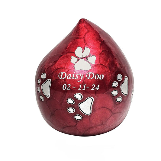 Red Teardrop Pet Urn – Personalised - For Pets upto 20kg/44lbs