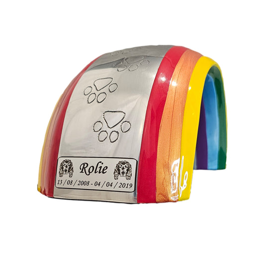 Large Rainbow Bridge Pet Urn – Personalised - For Pets upto 30kg/66lbs - LFmemories - For Then, For Now, Forever.