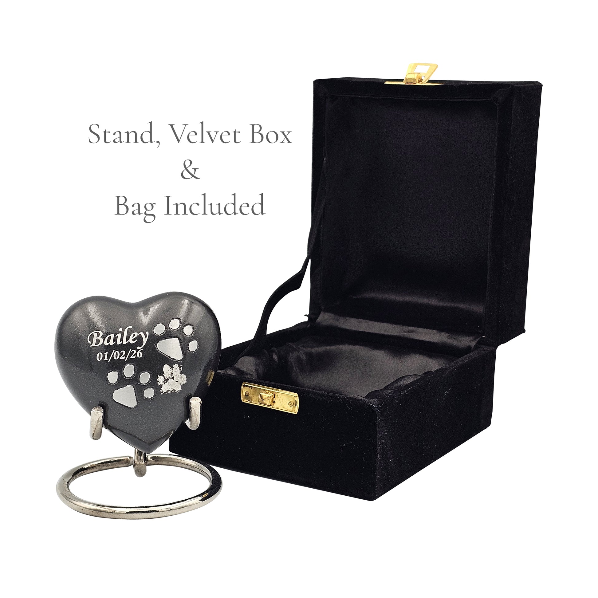 Small Grey Heart Pet Urn – Personalised - For Pets upto 2.1k0g/4.63lbs (Copy) - LFmemories - For Then, For Now, Forever.