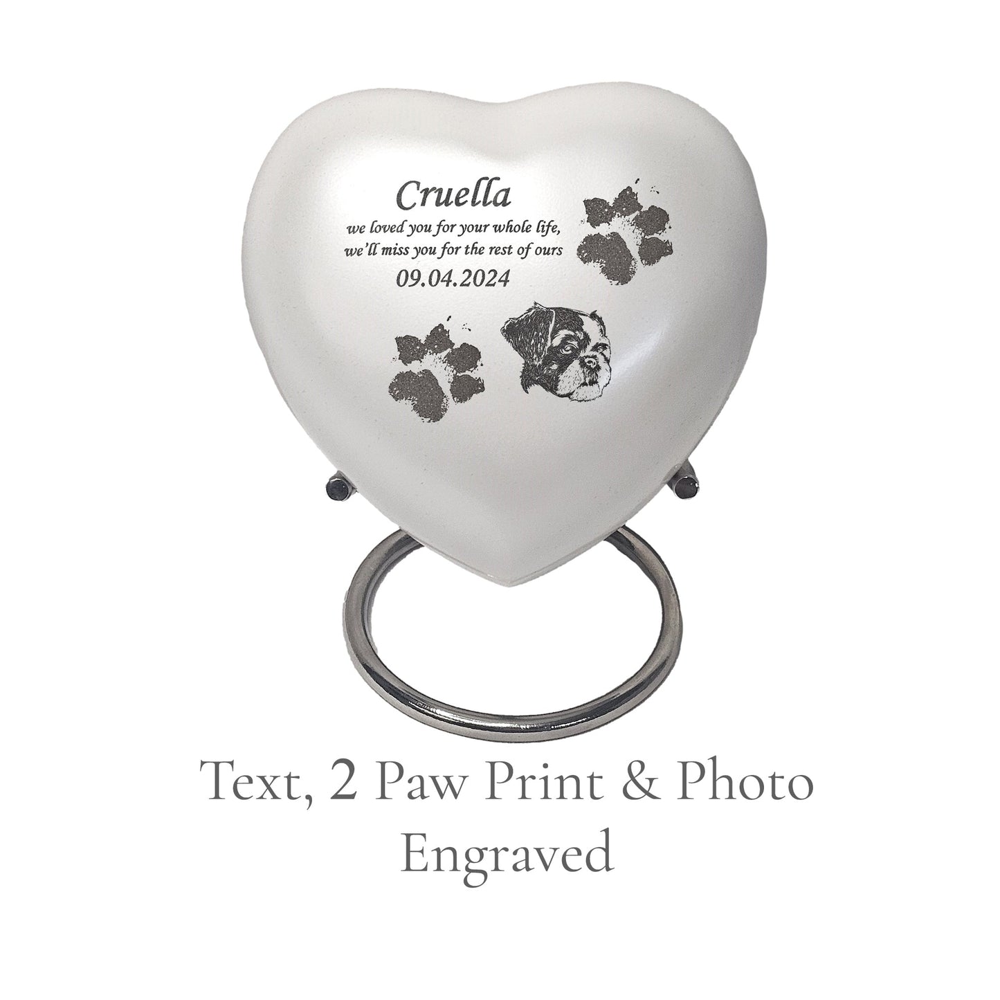 Text, 2 paw print & photo