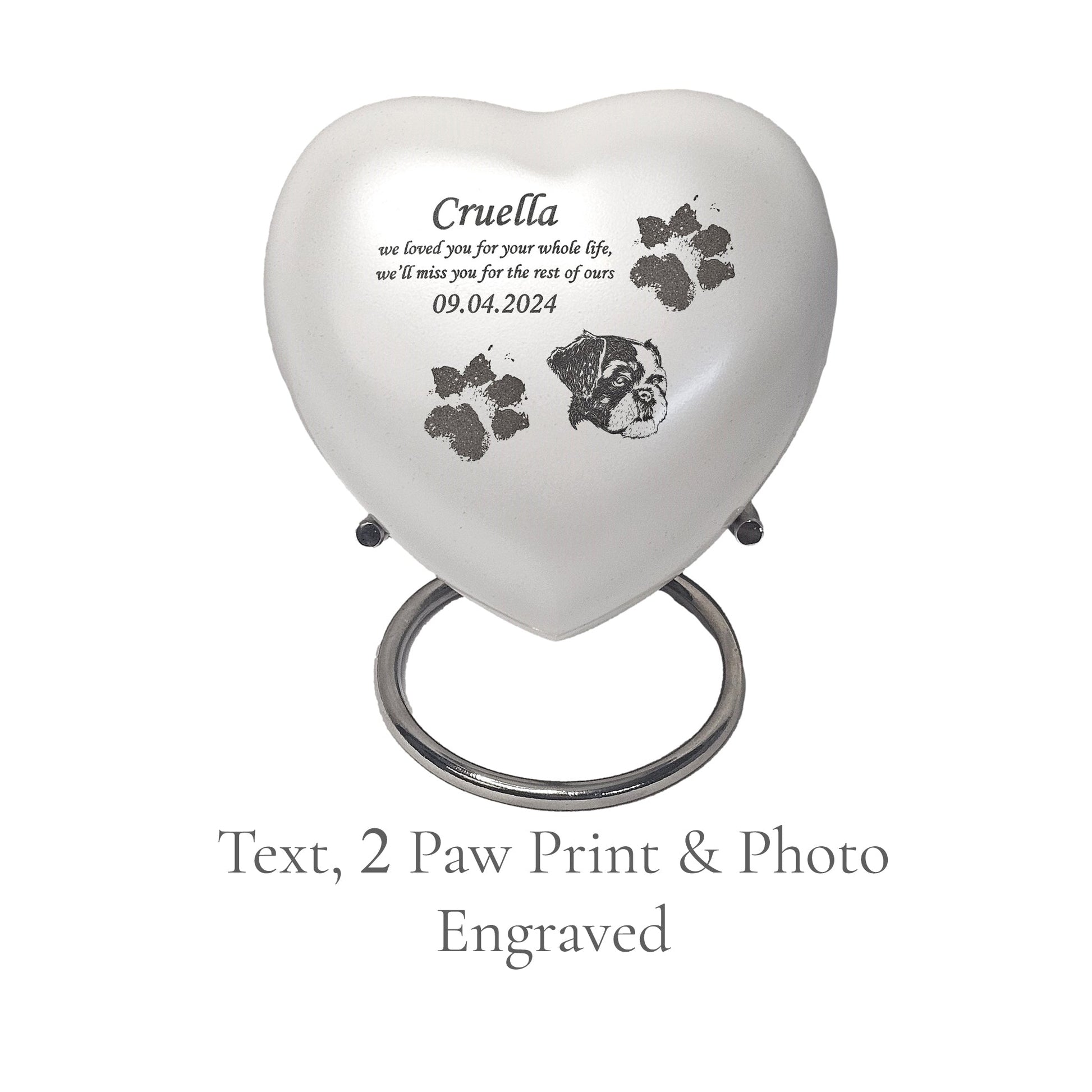 Text, 2 paw print & photo