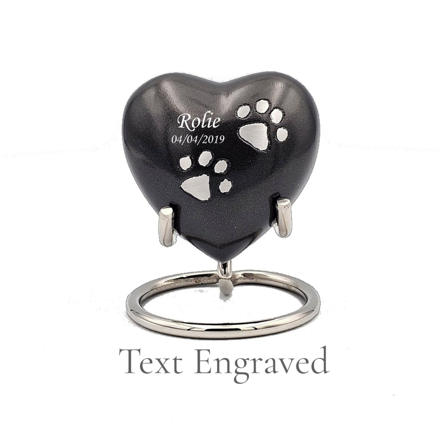 Small Grey Heart Pet Urn – Personalised - For Pets upto 2.1k0g/4.63lbs (Copy) - LFmemories - For Then, For Now, Forever.