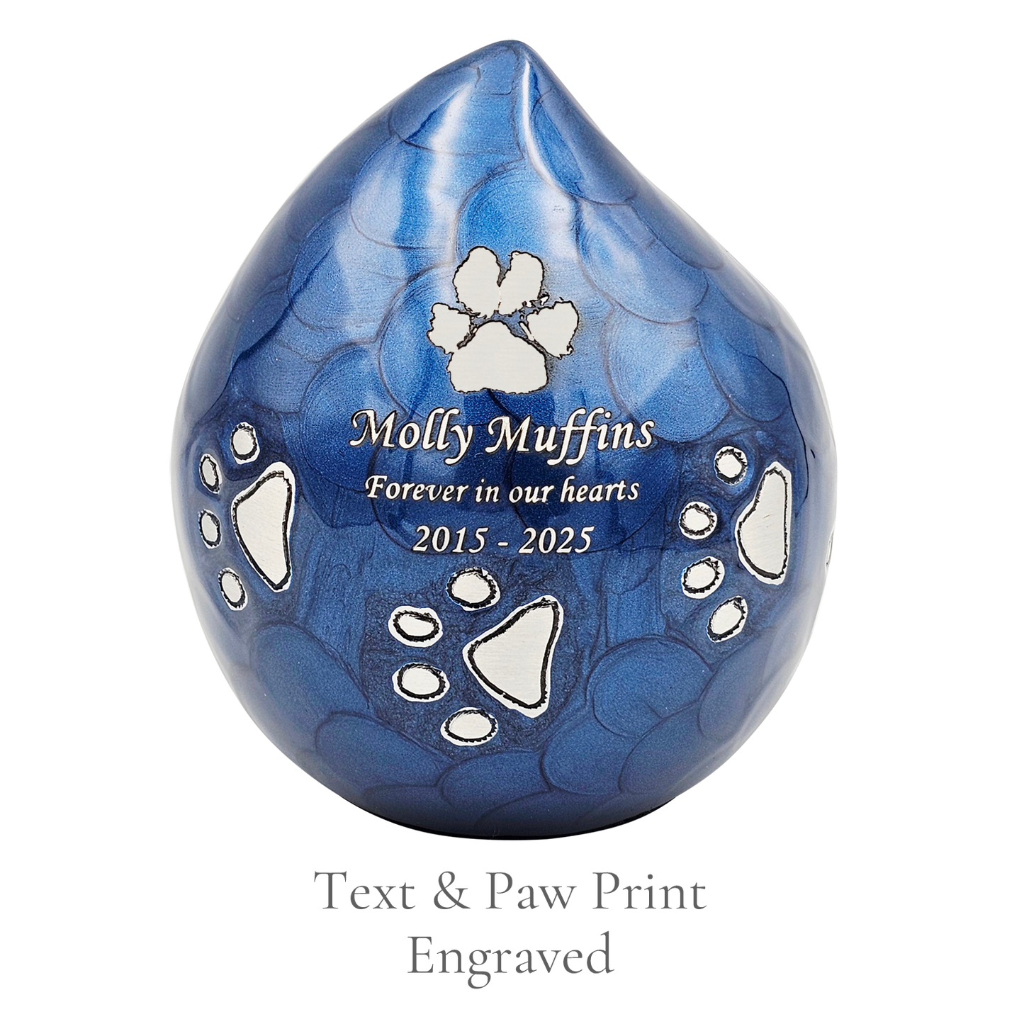 Text and Paw print engraved
