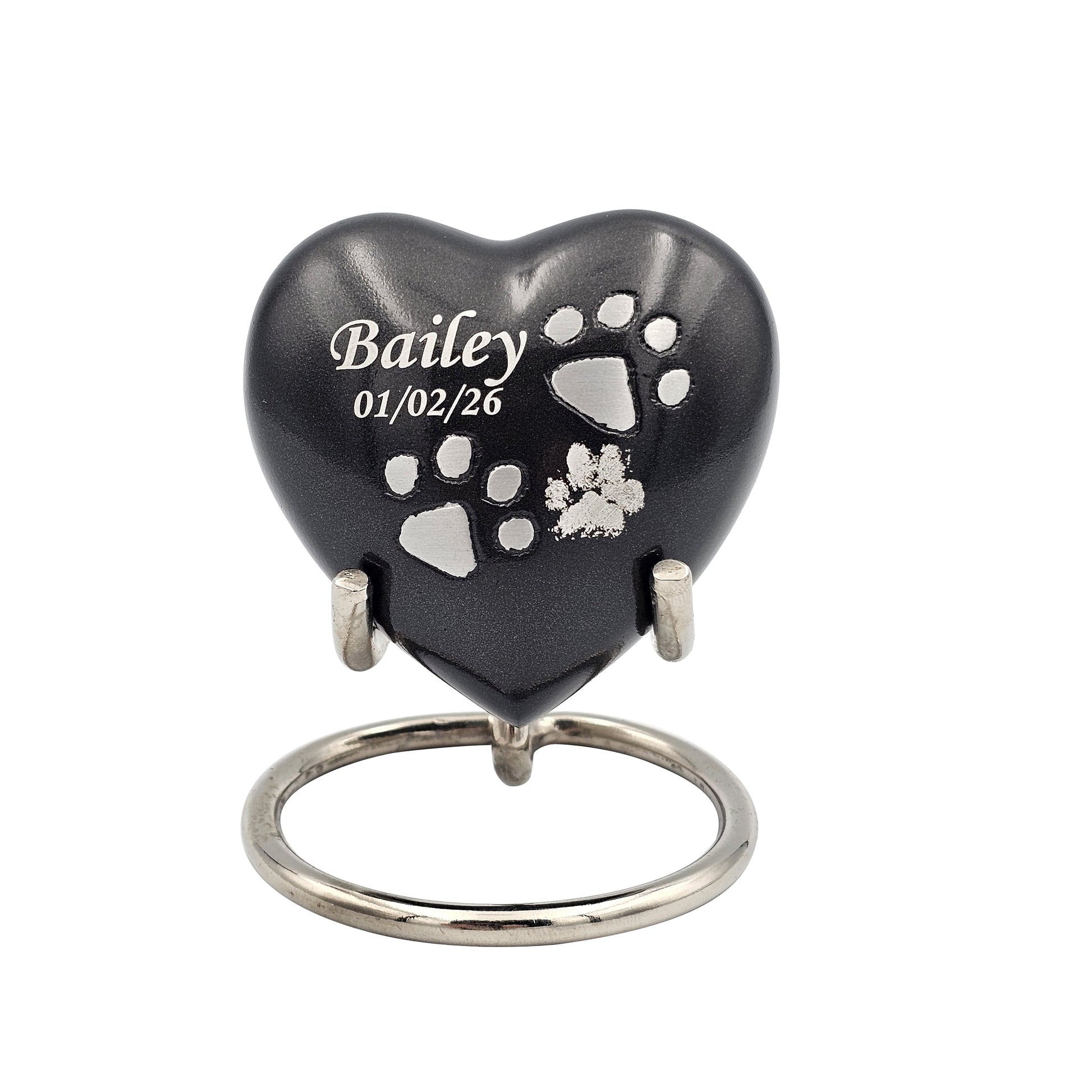 Small Grey Heart Pet Urn – Personalised - For Pets upto 2.1k0g/4.63lbs (Copy) - LFmemories - For Then, For Now, Forever.