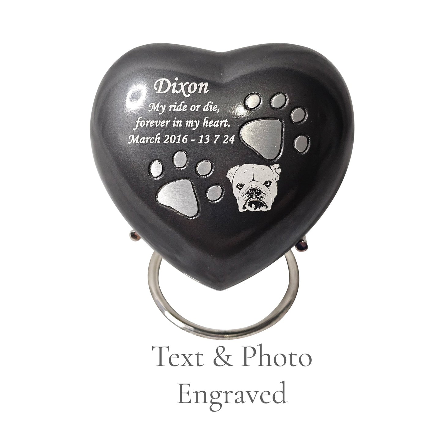 Text & photo engraved onto the urn