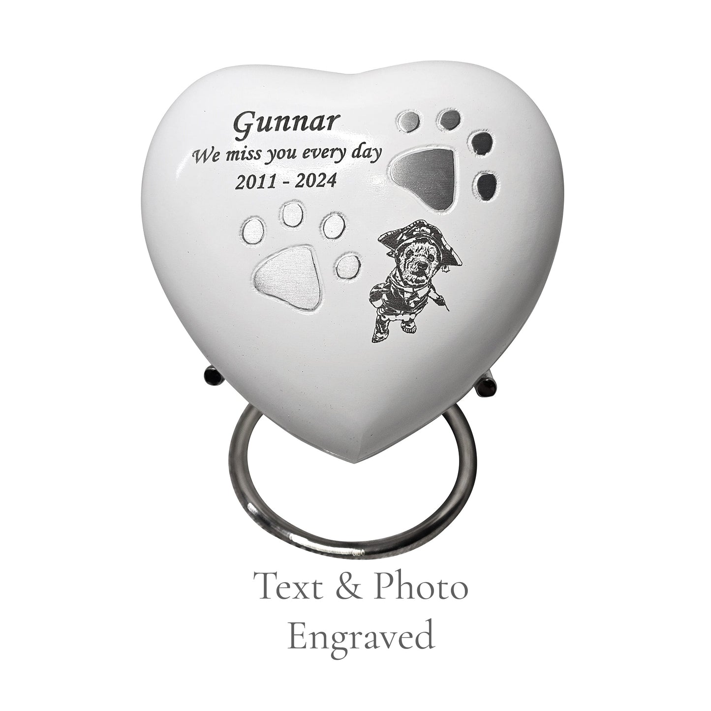 Medium White Heart Pet Urn – Personalised - For Pets upto 15kg/33lbs