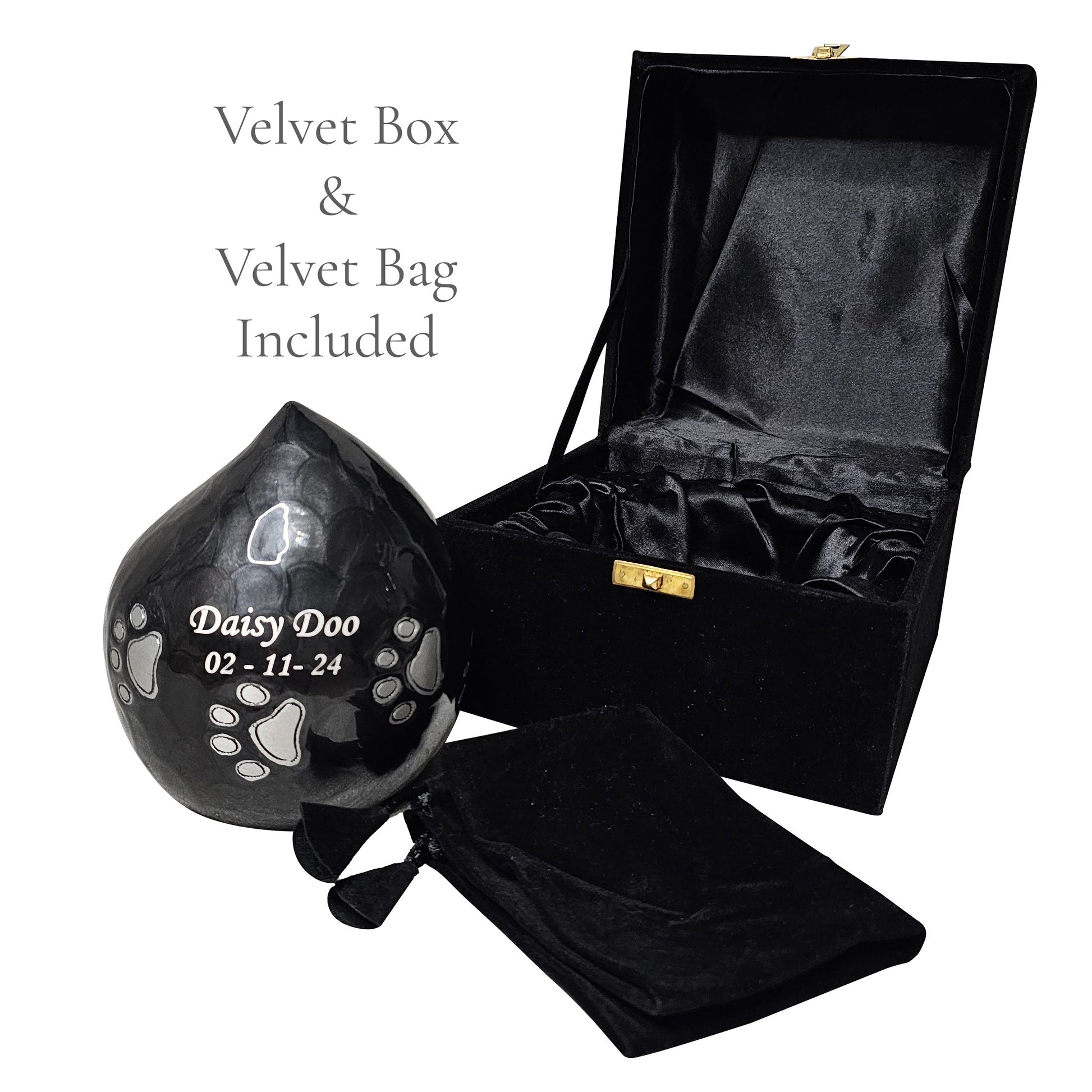 Velvet box and velvet Bag Included with all urns
