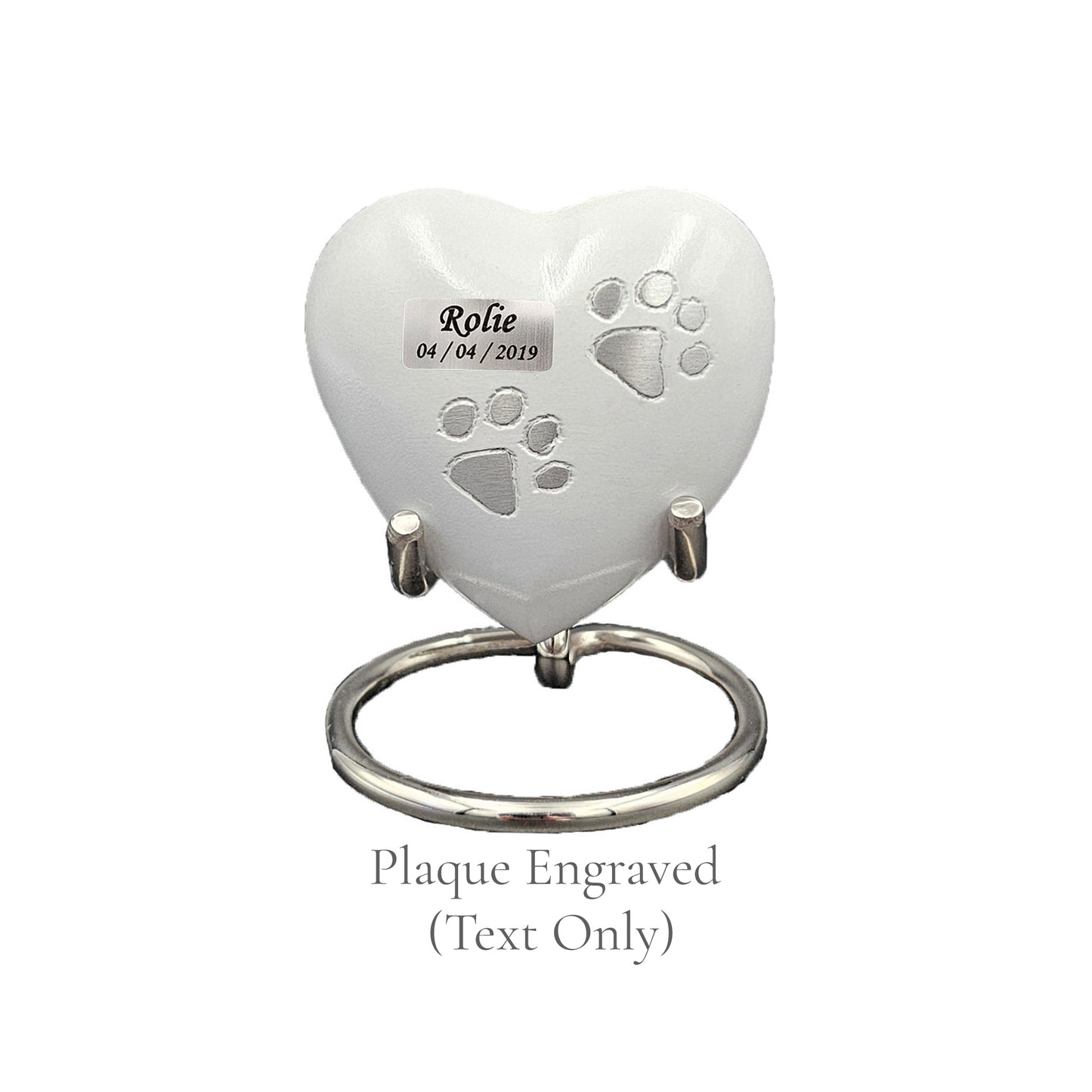 Small White Heart Pet Urn – Personalised - For Pets upto 2.1k0g/4.63lbs - LFmemories - For Then, For Now, Forever.