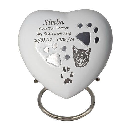 Medium White Heart Pet Urn – Perfectly Imperfect - For Pets upto 15kg/33lbs