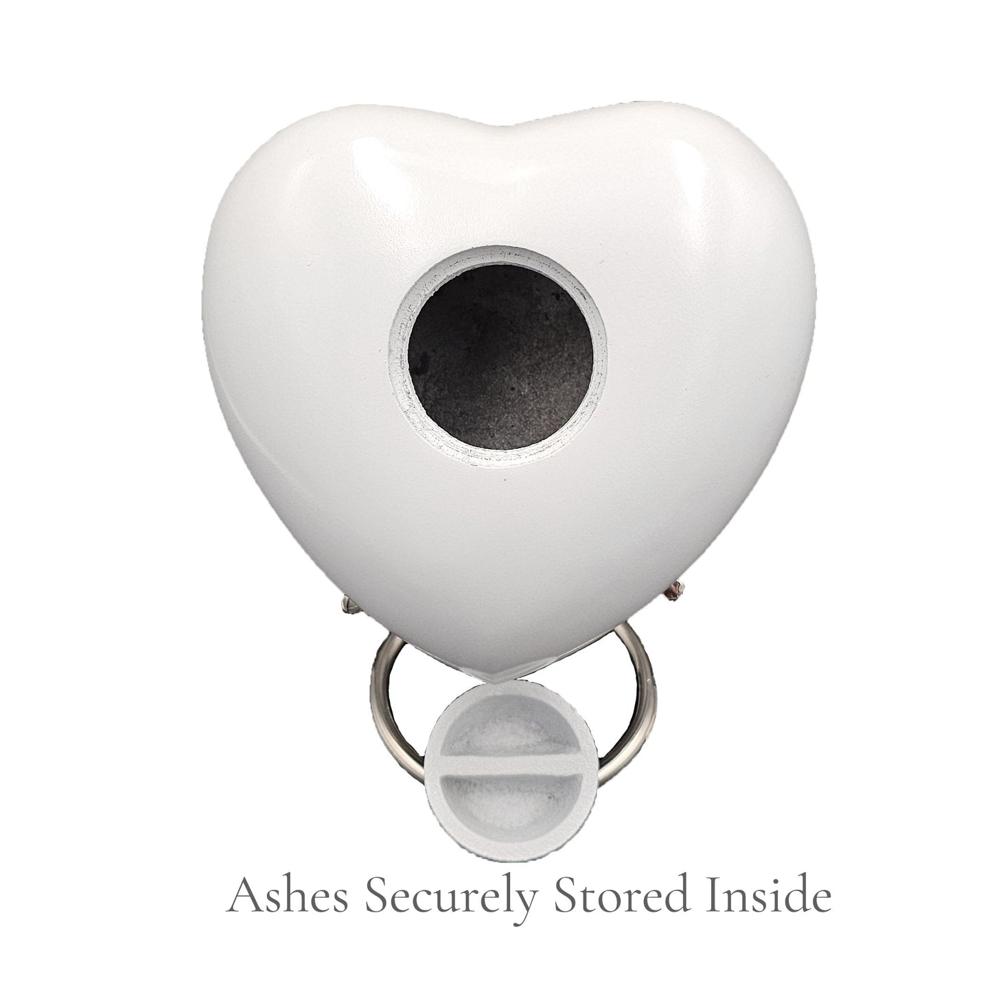 ashes stored in the back of the urn