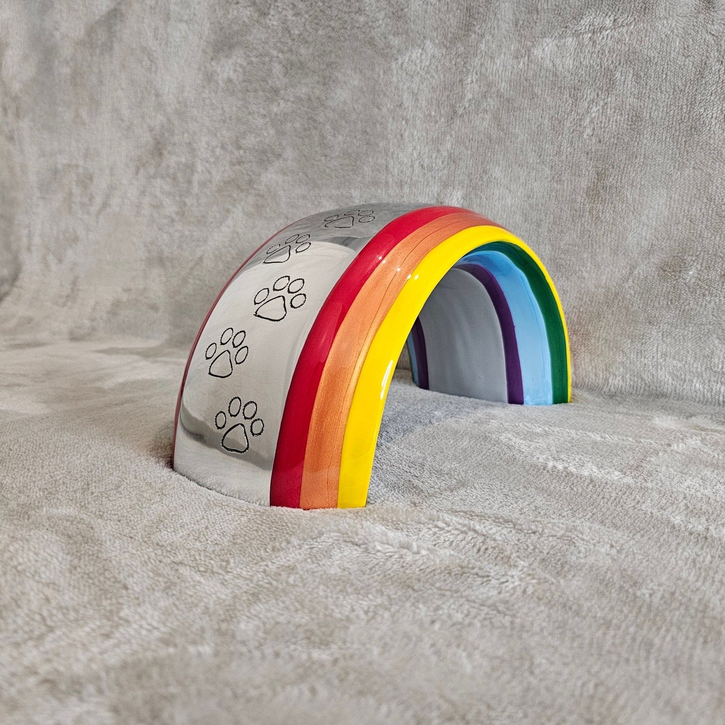 Large Rainbow Bridge Pet Loss Cremation Urn - Rectangle Plaque - Living Forever Memories - For then, For now, Forever.