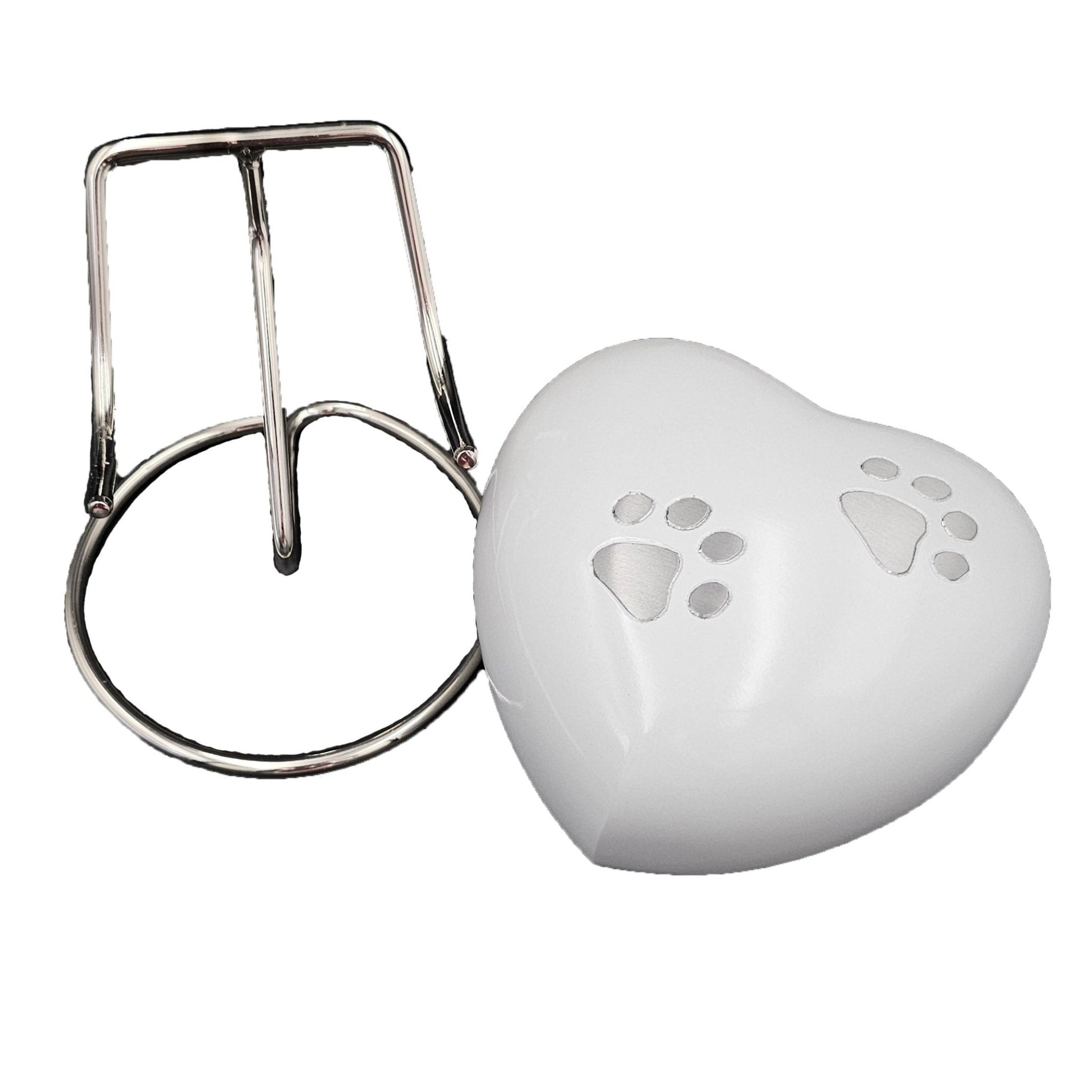 Large White Heart Pet Urn – Personalised - Living Forever Memories - For then, For now, Forever.