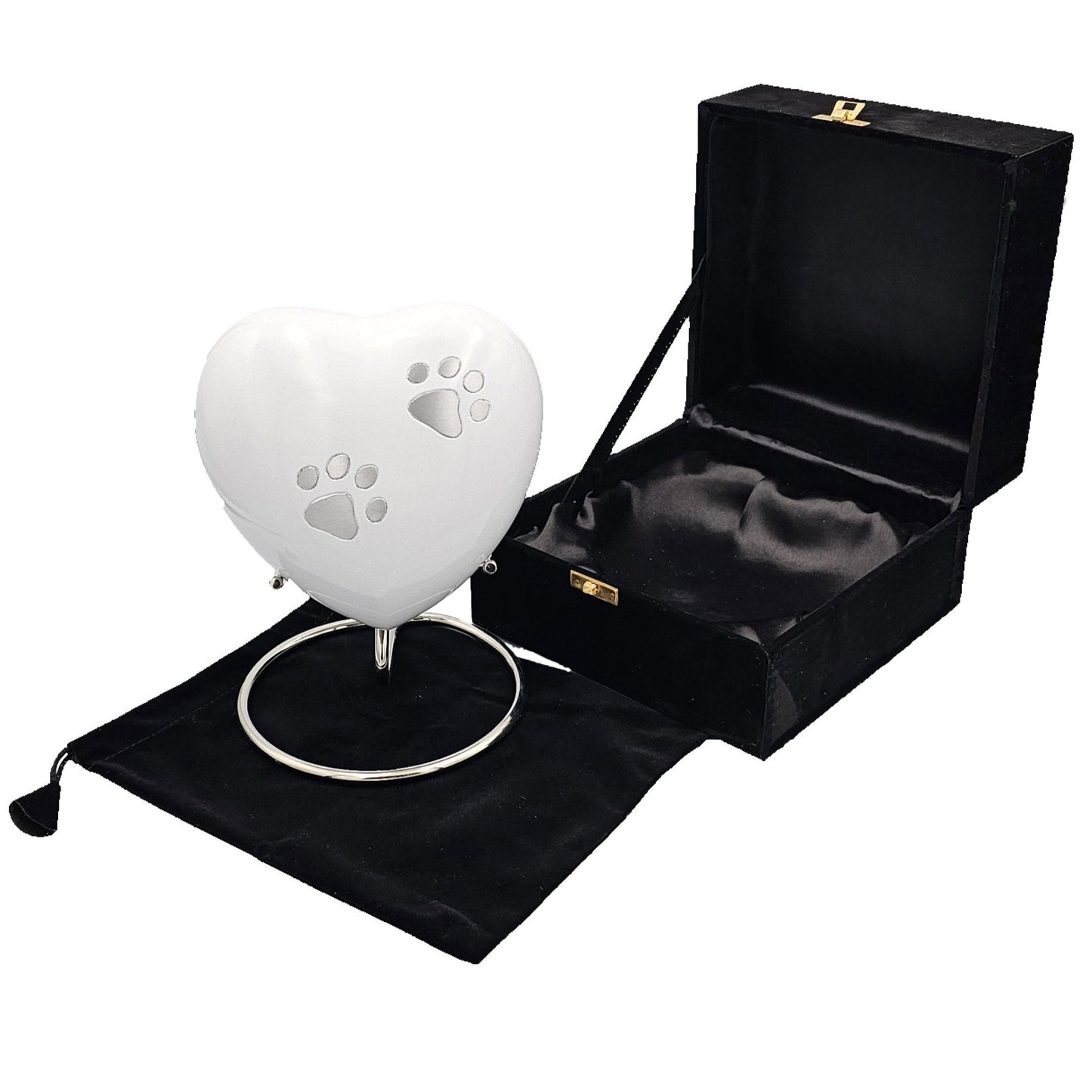 Large White Heart Pet Urn – Personalised - Living Forever Memories - For then, For now, Forever.