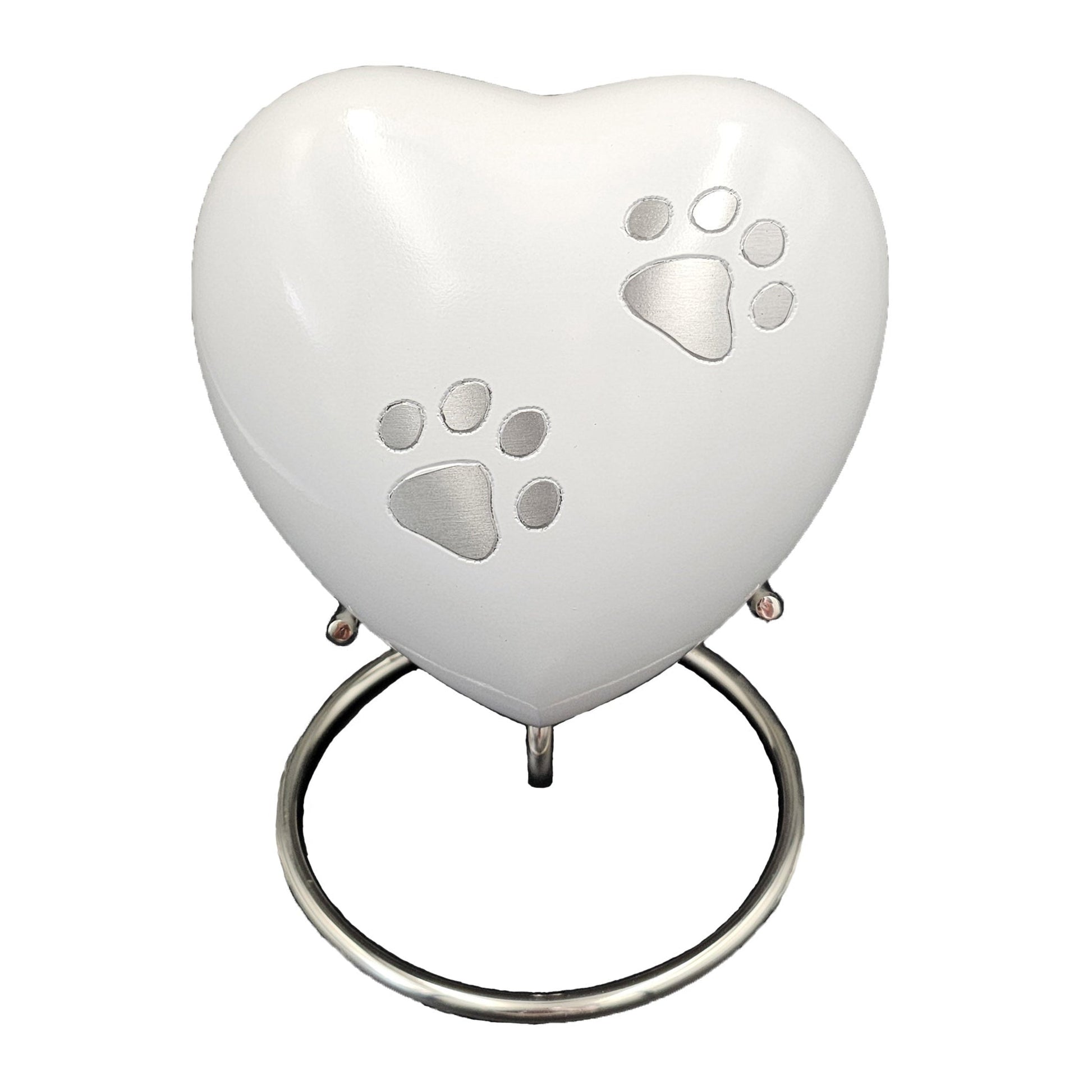 Large White Heart Pet Urn – Personalised - Living Forever Memories - For then, For now, Forever.