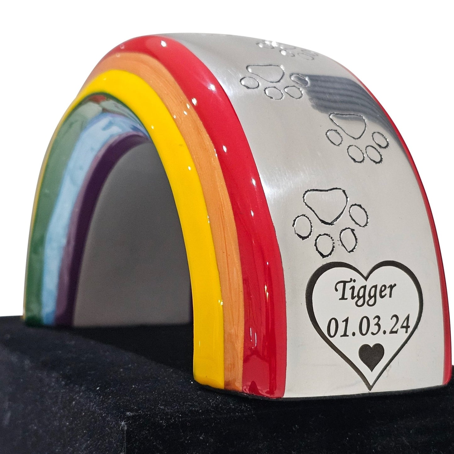 Medium Rainbow Bridge Pet Urn – Personalised - Living Forever Memories - For then, For now, Forever.