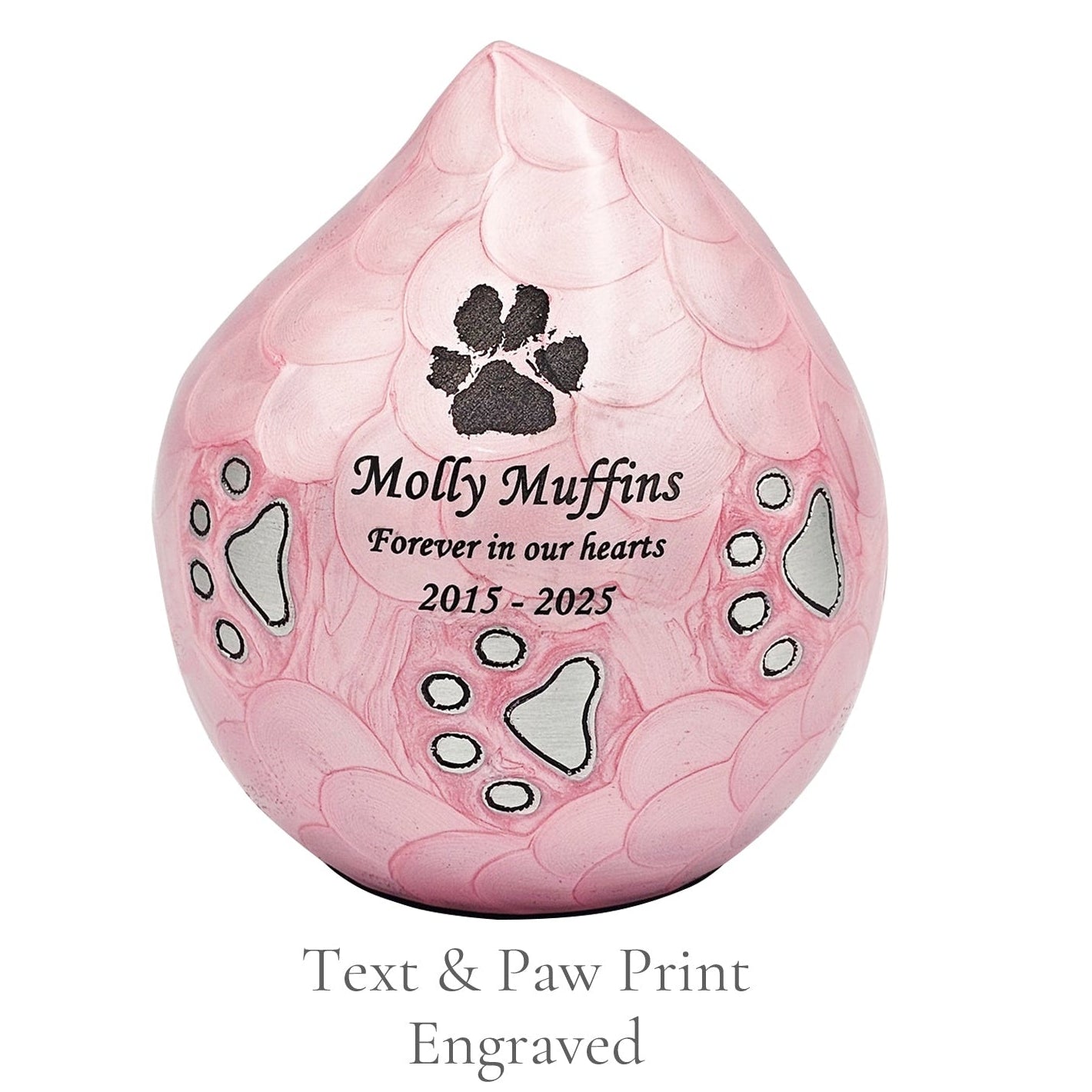 Pink Teardrop Pet Urn – Personalised - For Pets upto 20kg/44lbs - LFmemories - For Then, For Now, Forever.