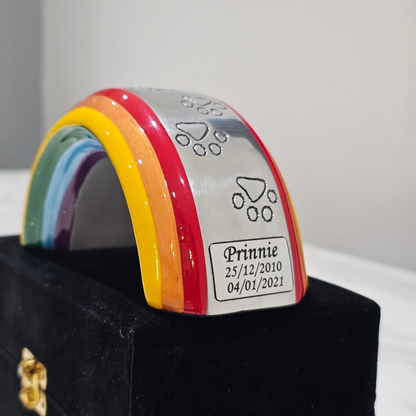 Personalised Keepsake Size Rainbow Bridge - Living Forever Memories - For then, For now, Forever.