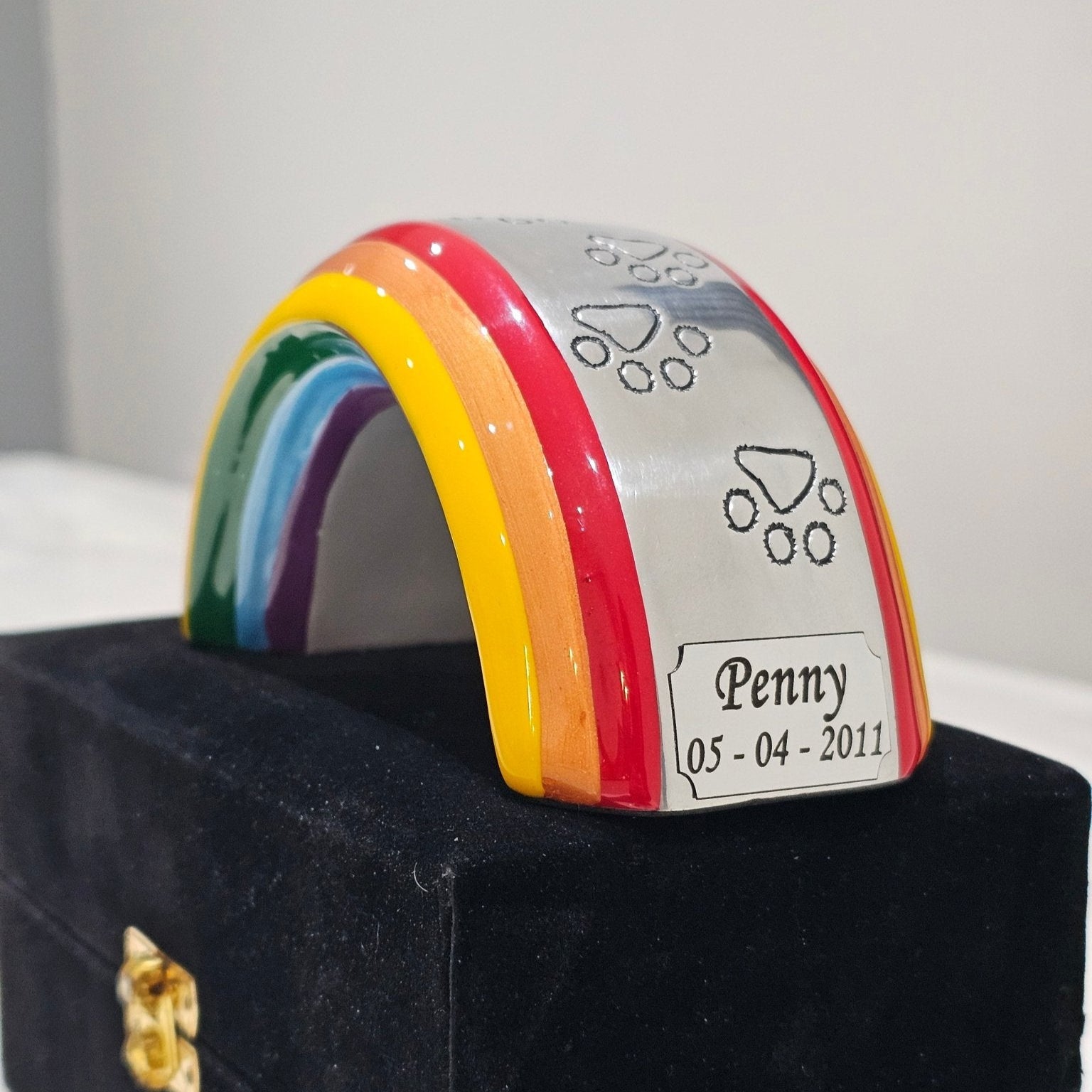 Personalised Keepsake Size Rainbow Bridge - Living Forever Memories - For then, For now, Forever.