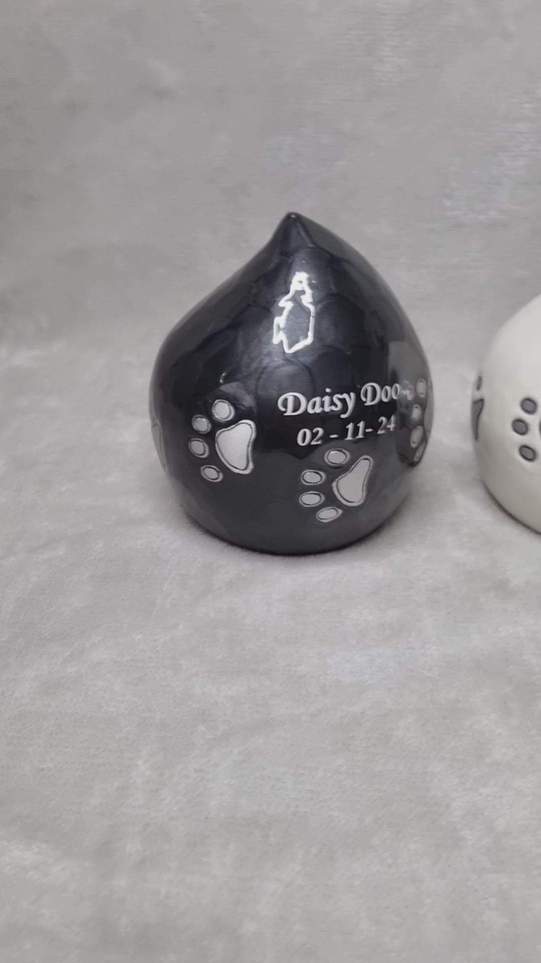 Grey, White and Red Teardrop urn available