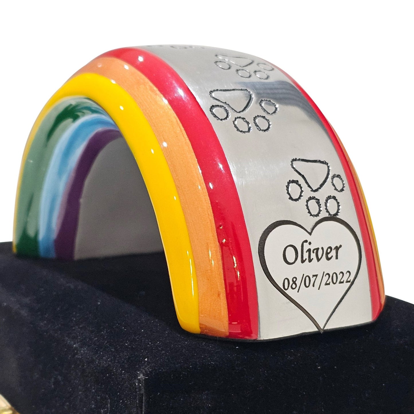 Small Rainbow Bridge Pet Urn – Personalised - Living Forever Memories - For then, For now, Forever.