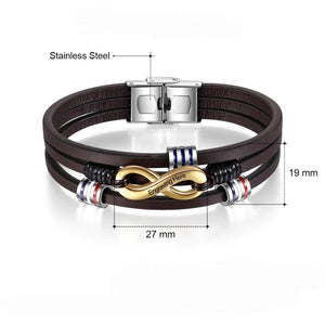 3 Layer Brown Leather Eternity Bracelet - LFmemories - For Then, For Now, Forever.