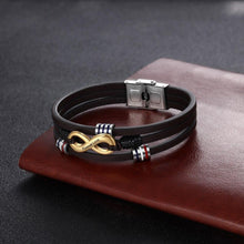 Load image into Gallery viewer, 3 Layer Brown Leather Eternity Bracelet - LFmemories - For Then, For Now, Forever.
