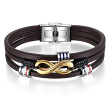 Load image into Gallery viewer, 3 Layer Brown Leather Eternity Bracelet - LFmemories - For Then, For Now, Forever.
