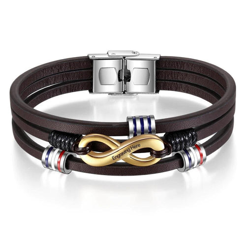 3 Layer Brown Leather Eternity Bracelet - LFmemories - For Then, For Now, Forever.